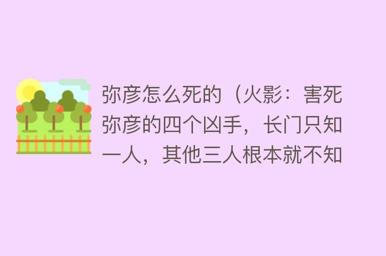 弥彦怎么死的（火影：害死弥彦的四个凶手，长门只知一人，其他三人根