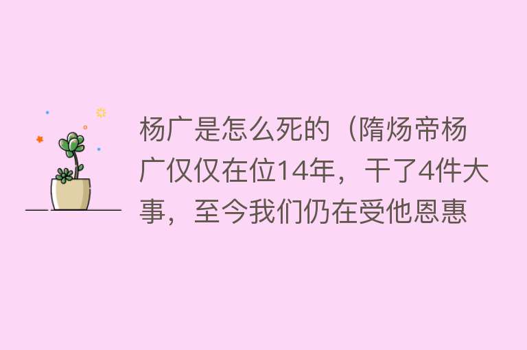 杨广是怎么死的（隋炀帝杨广仅仅在位14年，干了4件大事，至今我们